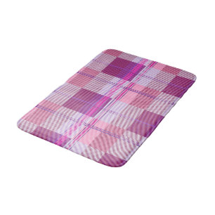 Bold Berry Magenta Plaid Aesthetic Bath Mat