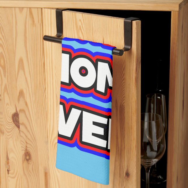 Bold Best Cat Mom Ever Fun Typography Kitchen Towel (Thirds Fold)