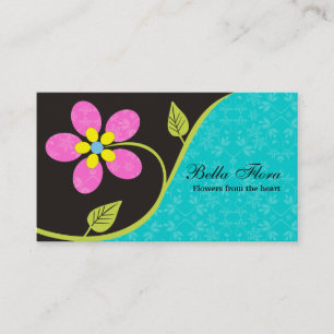Bold big hot pink flower business cards template