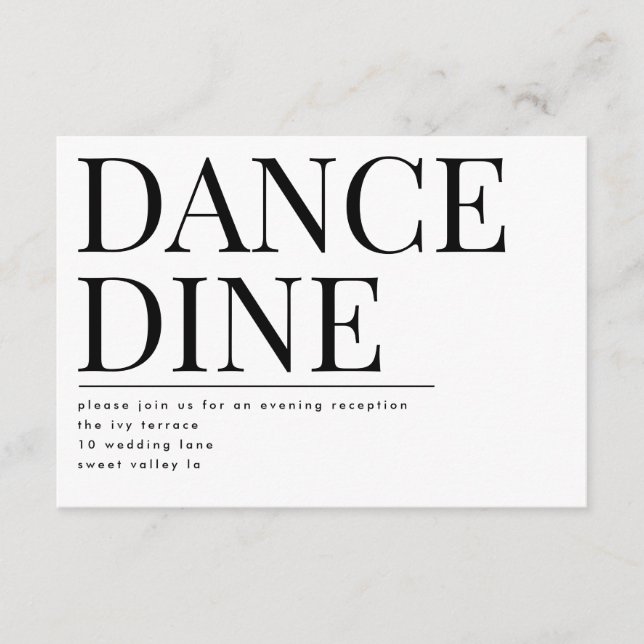 Bold Big Monogram DINE DANCE Invitation de récepti (Devant)