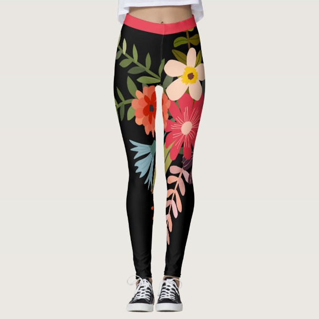 Bold & Big Multi-colour Floral  Leggings (Front)