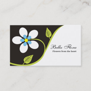 Bold big white flower business cards template