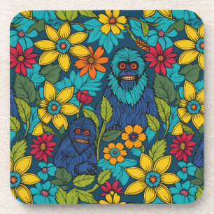 Bold Bigfoot Yeti Sasquatch Wildflower Flower Coaster