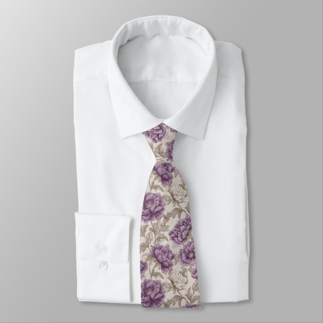 Bold Birthday Gifts For Him Peonies Flower Tie (Tied)