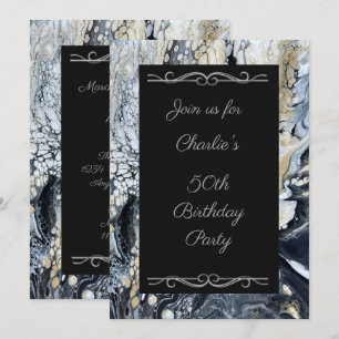 Bold Black Abstract Birthday Party Invitation