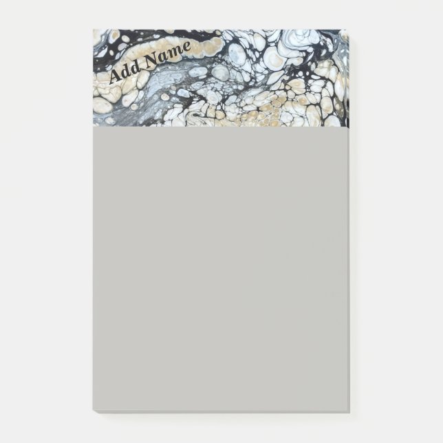 Bold Black Abstract Personal Post It Note 4x6 (Front)