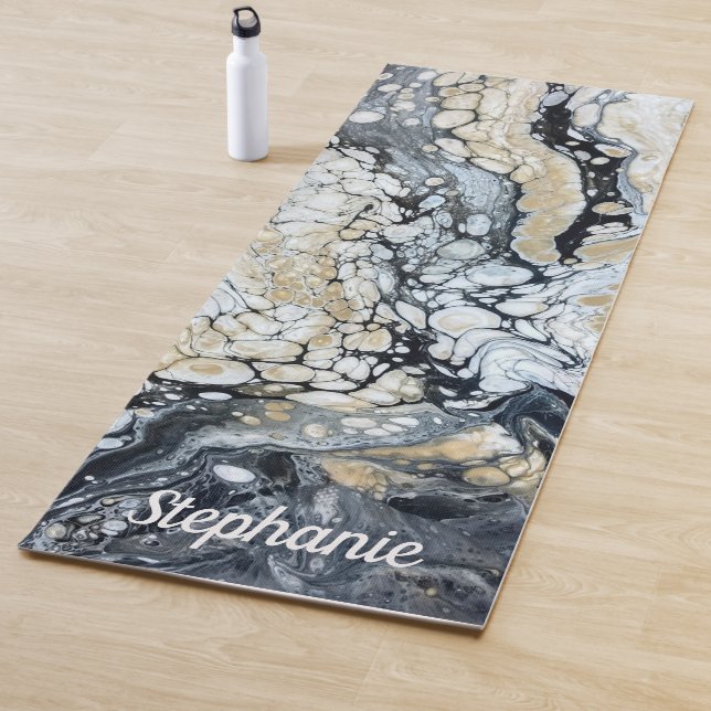 Bold Black Abstract Personalized Yoga Mat (In Situ)