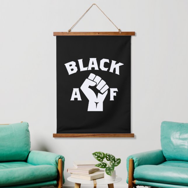 Bold Black AF Word Art Fist  Hanging Tapestry (Living Room)