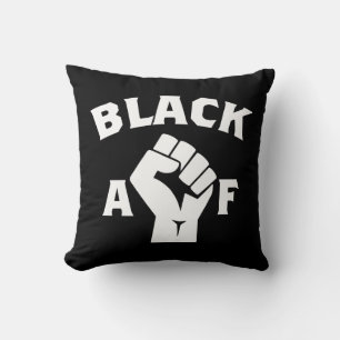 Bold Black AF Word Art Fist  Throw Pillow