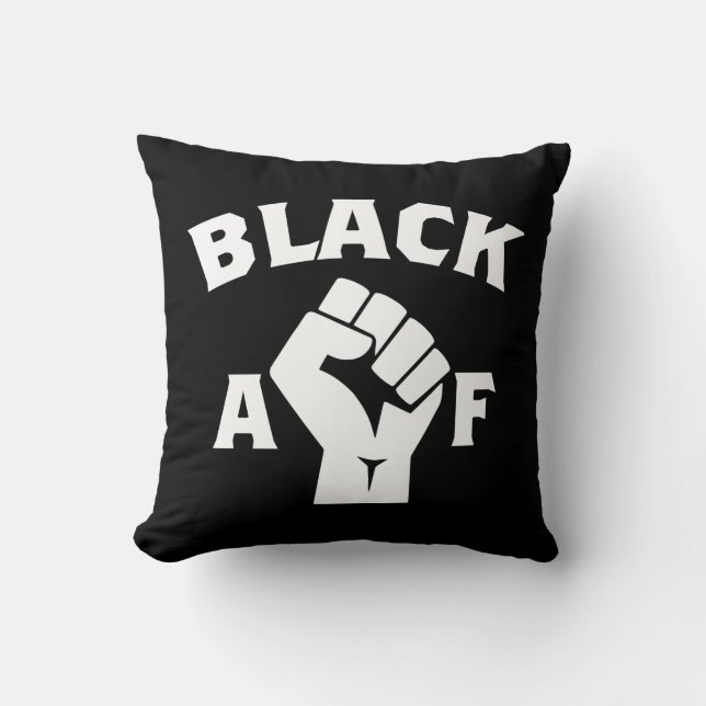 Bold Black AF Word Art Fist  Throw Pillow (Front)