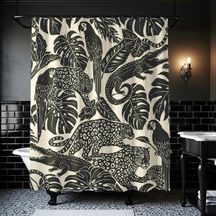 Bold Black and Cream Tropical Jungle Animals