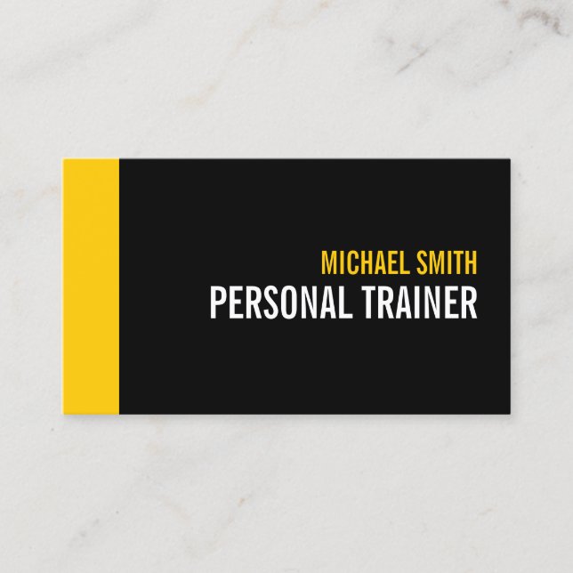 Bold Black and Custom Colour Personal Trainer Business Card (Front)