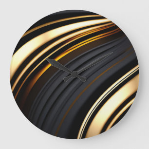 Bold black and gold abstract large clock