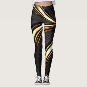 Bold black and gold abstract leggings
