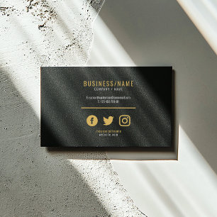 Bold black and gold social media professional business card