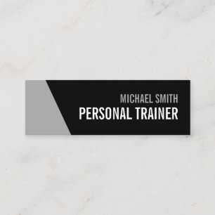 Bold Black and Grey Personal Trainer Mini Business Card