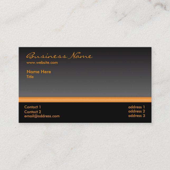 Bold Black and Orange business card (Front)
