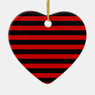Bold Black and Red Stripes Pattern Ceramic Ornament
