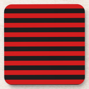 Bold Black and Red Stripes Pattern Coaster