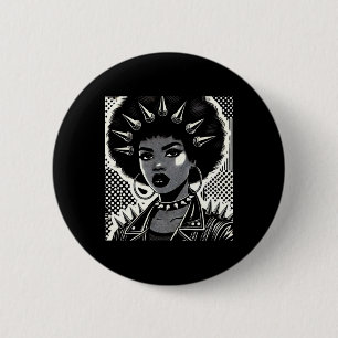 Bold Black And White Afro-punk Illustration Sticke 2 Inch Round Button
