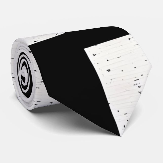 Bold Black and White Artistic Grid Neck Tie (Rolled)