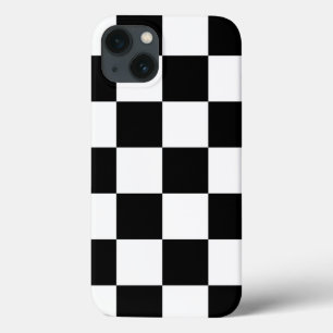 Bold Black and White Chequered Pattern iPhone 13 Case