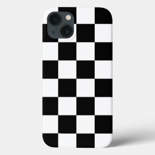 Bold Black and White Chequered Pattern iPhone 13 Case