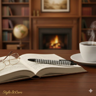 Bold Black and White Chevron Pattern Classic Black Ink Pen