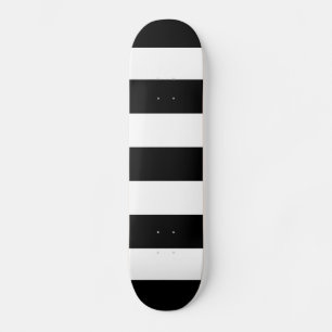 Bold Black And White Horizontal Stripes Skateboard