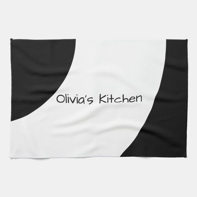 Bold Black and White Kitchen Towel (Horizontal)