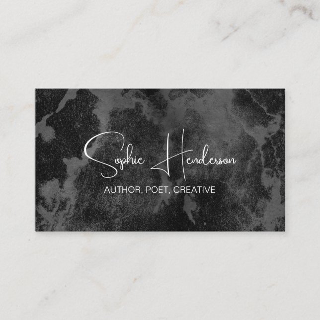 Bold Black and White Minimalist Author and Writer Business Card (Front)