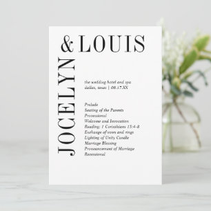 Bold Black and White Modern Wedding Program