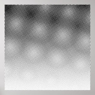 Bold Black and White Moiré Pattern Gradient Art Poster