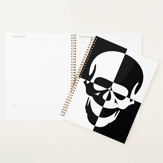 Bold Black and White Optical Illusion Skull Design Planner (Creator Uploaded)