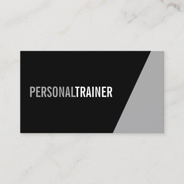 Bold Black and White Personal Trainer Business Card (Front)