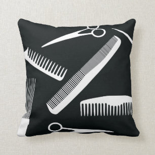 Bold Black and White Salon Fashion Throw Pillow