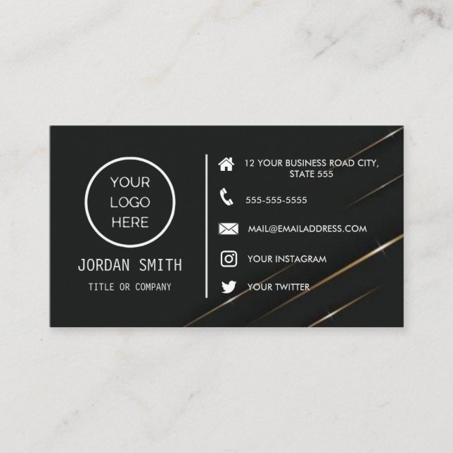 Bold black and white social media  business card (Front)
