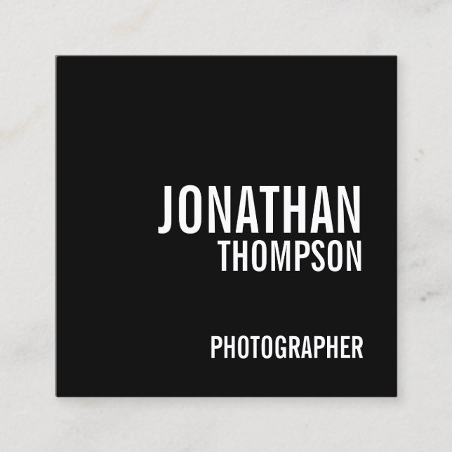 Bold Black and White Square Business Card (Front)