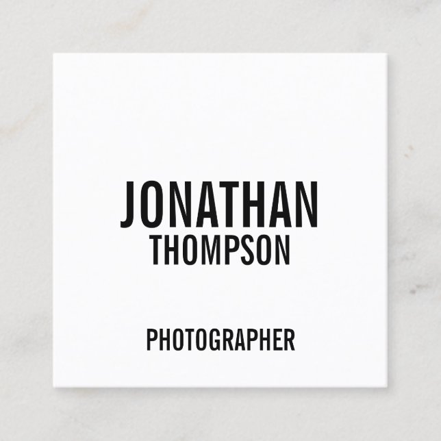 Bold Black and White Square Business Card (Front)