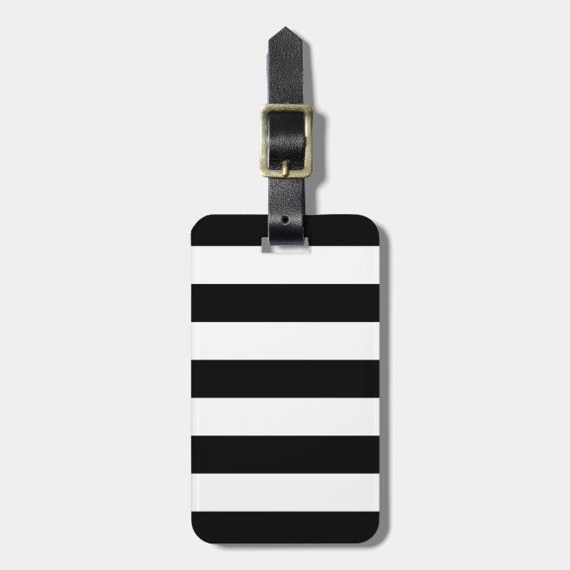 Bold Black And White Stripes Design Luggage Tag (Front Vertical)