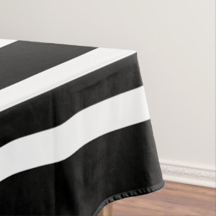 Bold Black And White Stripes Pattern Tablecloth