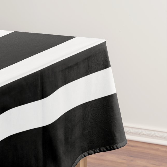 Bold Black And White Stripes Pattern Tablecloth (In Situ)