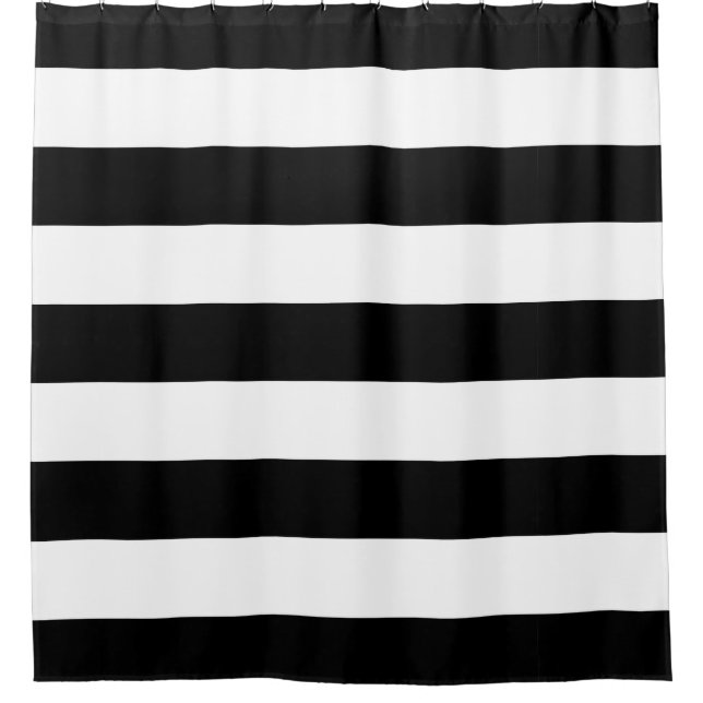 Bold Black and White Stripes Shower Curtain (Front)