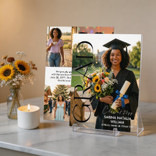 Bold black and white stylish typography graduate invitation