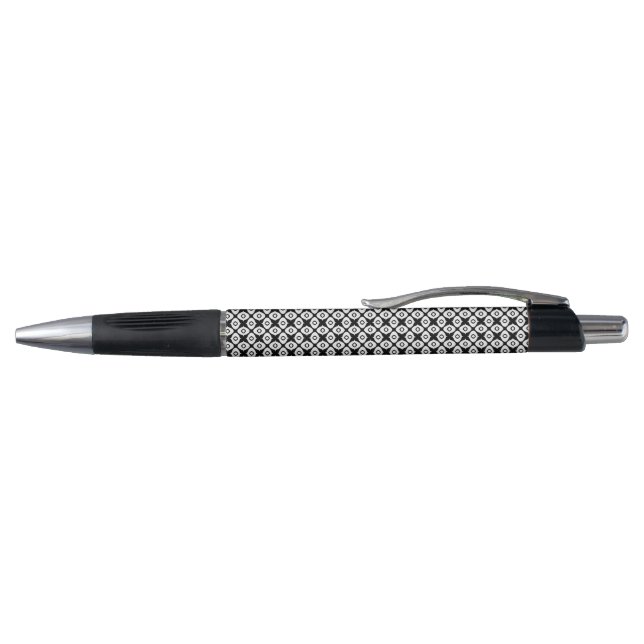 Bold Black and White Symmetrical Arabesque Pattern Pen (Top)