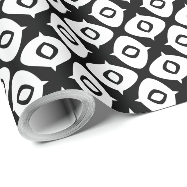 Bold Black and White Symmetrical Arabesque Pattern Wrapping Paper (Roll Corner)