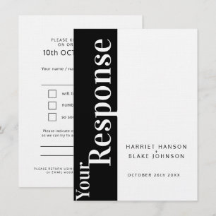 Bold black and white text wedding reply RSVP Invitation