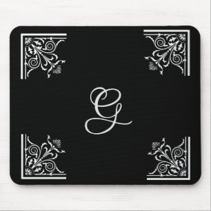 Bold Black and White Vintage Personalized Mouse Pad