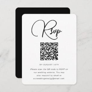 Bold Black and White Wedding RSVP with QR Code