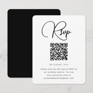 Bold Black and White Wedding RSVP with QR Code Card